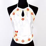 Floral Satin Halter Neck Top Strap White One Size