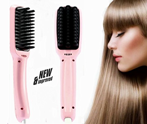 Hair Brush Straightener Anti Static Ceramic Heating Detangling
