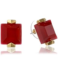 Sam Edelman Square Stone Ruby Stud Earrings