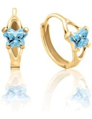 Bfly® Girls 14k Gold March Birthstone CZ Butterfly Hinged Earrings