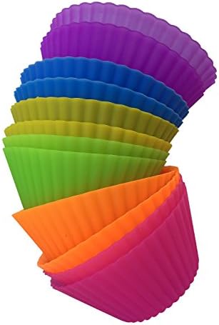 Best Quality Silicone Baking Cups, Non-Stick, Eco-friendly, Reusable Serving Portion For Lunch Boxes - Set of 12, 6 Vibrant Colors