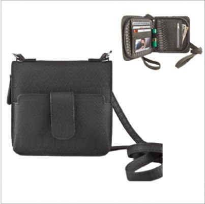 Sanis Black Deluxe Snake Skin Design Cross Body Bag or Wristlet Phone Case Wallet Holds iPhone, Blackberry, Smart Phone, Credit Cards & Cash