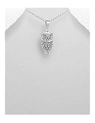 Owl Pendant Necklace In 92.5 Sterling Silver