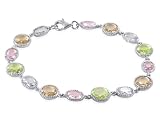 Sterling Silver Cubic Zirconia Oval Round Multicolor 7