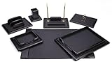 Majestic Goods Office Supply Oak Desk Set, Black 7 Piece (W455)