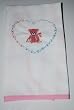 Embroidered Baby Bib - A Bear at Heart Trimmed in Pink