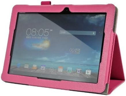 kmbuy - New ASUS MeMO Pad 10 ME102A Protective Case with bonus stylus pen - Flip Stand synthesized leather Cover Skin for ASUS MeMO Pad 10 Tablet (ME102A) (Rosy Red)