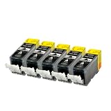 PATRONENSET für Canon PGI525BK mit Chip 5x schwarz - Schwarz je 20 ml, kompatibel zu PGI-525PGBK
