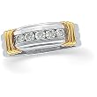 18K Gold and Platinum Diamond Wedding Band Duo - Lady's Ring