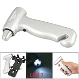 Amico White LED Light Flashlight Silver Tone Car Emergency Window Break Hammer Amico White LED Light Flashlight Silver Tone Car Emergency Window Break Hammer