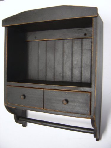 Shelf Country Rustic Primitive Wood Towel Holder with Drawer