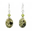 Earrings - E330 - Genuine Brazil Chrysocolla Gemstone and Fire Polished Glass ~ Oval