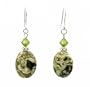 Earrings - E330 - Genuine Brazil Chrysocolla Gemstone and Fire Polished Glass ~ Oval