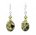 Earrings - E330 - Genuine Brazil Chrysocolla Gemstone and Fire Polished Glass ~ Oval