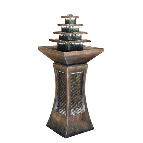 ORE International K334 Indoor Outdoor Pyramid Tiered Fountain, 39-Inch