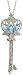 10k White Gold 18" Chain & 1 1/4" (32mm) tall Key Pendant, w/ 0.05 Carat Brilliant Cut Diamonds & 0.60 Carats Marquise Cut Blue Topaz Stones