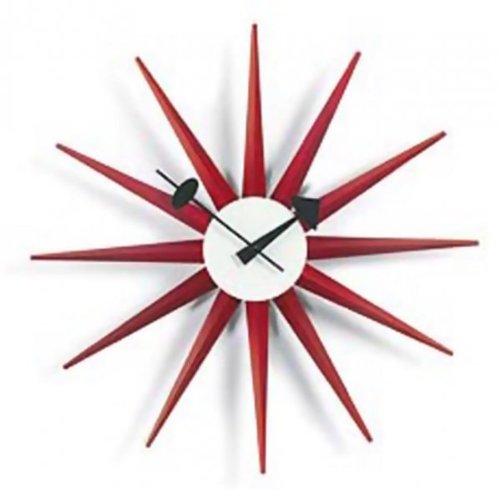 George Nelson Classic Wooden Sunburst Clock Red (Red) (18.5H x 18.5W x 2.5D)