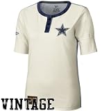 Dallas Cowboy T Shirt : Reebok Dallas Cowboy Ladies Cream Constructed 1/2 Sleeve Henley Premium T Shirt