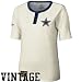 Dallas Cowboy T Shirt : Reebok Dallas Cowboy Ladies Cream Constructed 1/2 Sleeve Henley Premium T Shirt