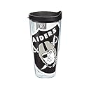 Tervis NFL Oakland Raiders Colossal Wrap Individual Tumbler with Black Lid, 24 oz, Clear