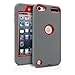 iPod Touch 5th Case, MagicMobile® Premium Dual Heavy Duty Hybrid Shockproof Resistant Armor Protective Case Cover for Apple iPod 5th Generation Gray Rugged Silicone Layer and Red Hard Plastic