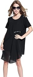 Short Sleeves Asymmetric Chiffon  Shirt Jumper 