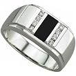 14Kt White Gold Archetypal Black Onyx and Diamond Men's Ring