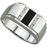14Kt White Gold Archetypal Black Onyx and Diamond Men's Ring