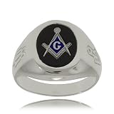Gents Masonic Ring Sterling Silver Black Onyx Signet
