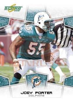 2008 Score Football Card # 166 Joey Porter LB - Miami Dolphins / Shipped in Protective Screw Down Display Case