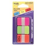 Post-it Durable Index Tabs, 1, Assorted Bright Colors, 66/Dispenser MMM686PGO