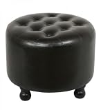 20-Inch Round Faux Leather Ottoman (Black) (16H x 20W x 20D)