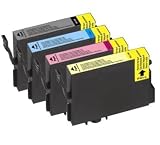 1 jeu de 4 compatibles cartouches d'encre pour imprimantes Epson Stylus D78 D92 DX4000 DX4050 DX5000 DX5050 DX6000 DX6050 DX7000F Compatibles T0711 T0712 T0713 T0714 (1noir+1cyan+1magenta+1jaune)