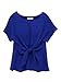 Persun Women Oversized Short Sleeve Crewneck Tie Front Chiffon Blouse
