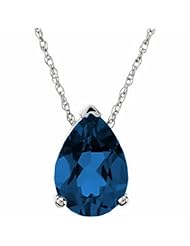 14K White Gold Pear Cut Chatham Created Sapphire Pendant -- LIFETIME WARRANTY