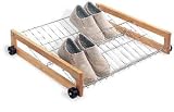 Shoe Rack- Rolling- Wood & Chrome