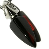Certified Genuine Cherry Amber and Sterling Silver Drop Pendant on Italian Rolo Chain, 18"