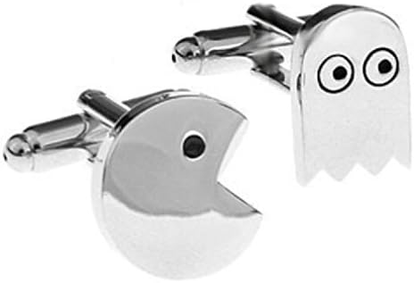 Jewelryfinds Pac-Man Cartoon Cufflinks Crystal Technology Handsome Man Series