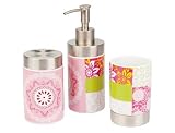Produkt-Bild: PT HOME HM0028PI Badezimmer Set Muurbloem Design Porzellan pink