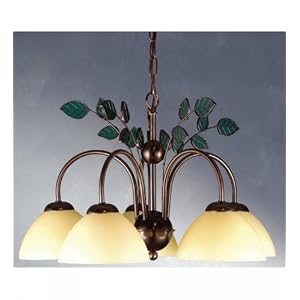 22 Inch W Harvest Leaf 5 Lt Chandelier Ceiling Fixture by Meyda