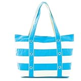 Striped Canvas Tote Bag - Blue