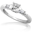 3/4 ctw Asscher & Baguette Cut Diamond Engagement Ring in 14kt White Gold
