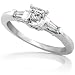 3/4 ctw Asscher & Baguette Cut Diamond Engagement Ring in 14kt White Gold