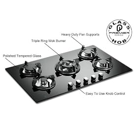 Premier Range 5 Ring 90cm Black Glass Hob P-Series Pro With Built In FSD