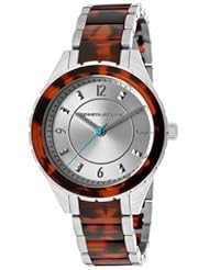 Kenneth Jay Lane Womens KJLANE-2216  Silver Dial Stainless Steel and Brown Tortoise Resin Watch