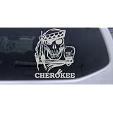 6in X 4.9in Silver -- Cherokee Indian Skull Skulls Car Window Wall Laptop Decal... by Rad Dezigns