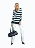 Forte tendance à rayures Pull Noir Bleu / Crème 34 (722)