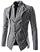 TheLees Mens Slim Fit Double Collar 2 Button Jacket