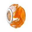 Pandora Style Charm Bead (Z354) Faceted Glass (14mm x 9mm) (Fits Troll too) ~ Clear and Orange
