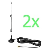 GTMax 2x 9dBi High Gain Booster 7-inch Booster Reverse Polarity SMA Antenna for Wireless Network Routers/APs